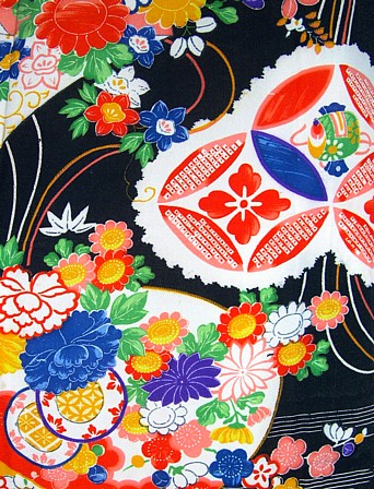 рисунок ткани японского традиционного женского кимоно
