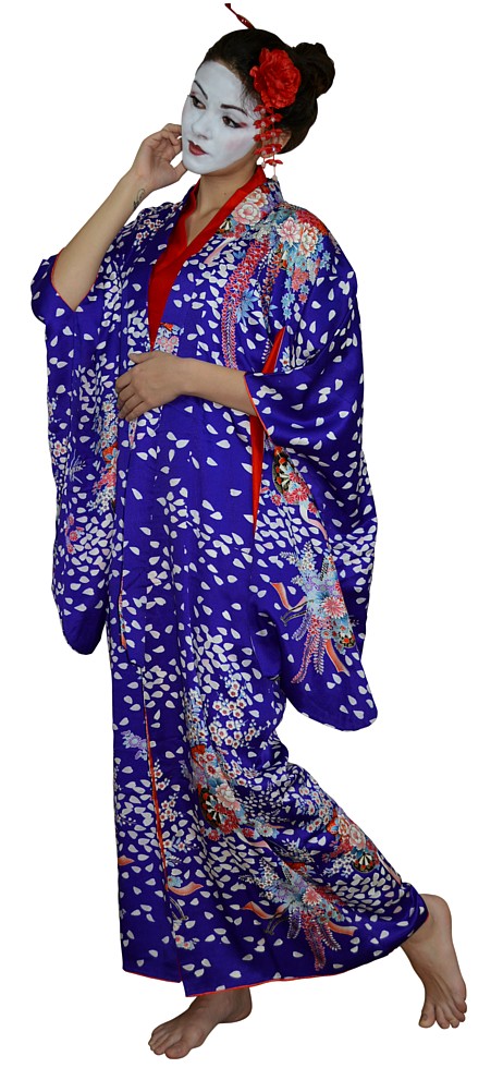 винтажное японское кимоно молодой девушки, 1950-е гг.