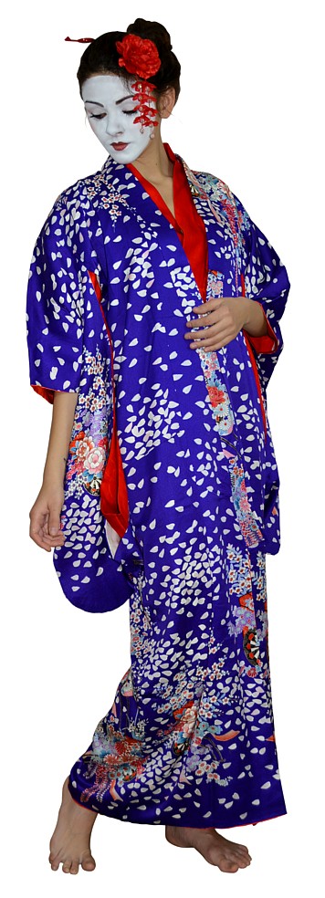 винтажное японское шелковое кимоно с ручной росписью,